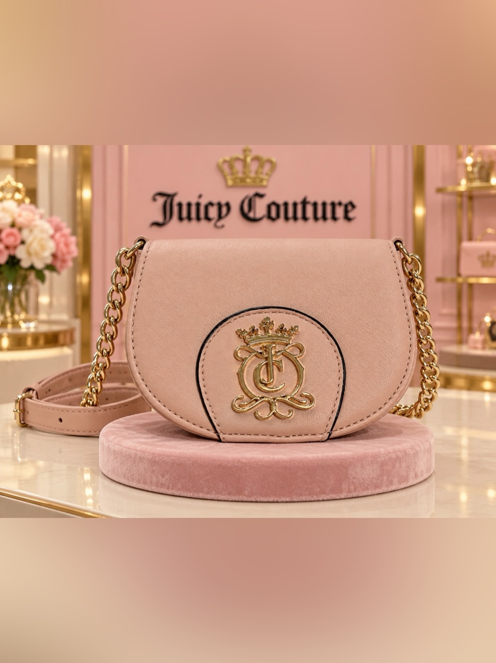 Juicy Couture Crest Mini Crossbody Pink NWT